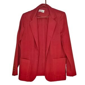 Vintage Red Blazer Women's Med‎ Classic Office Career Jacket Holiday Capsule
